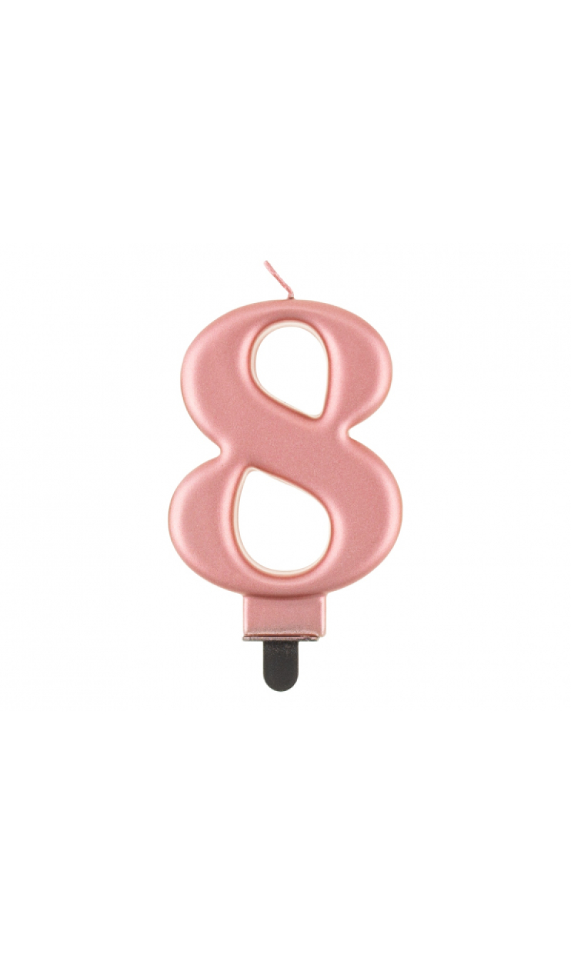 Metallic Rose Gold Birthday Candle (8cm) - No.8