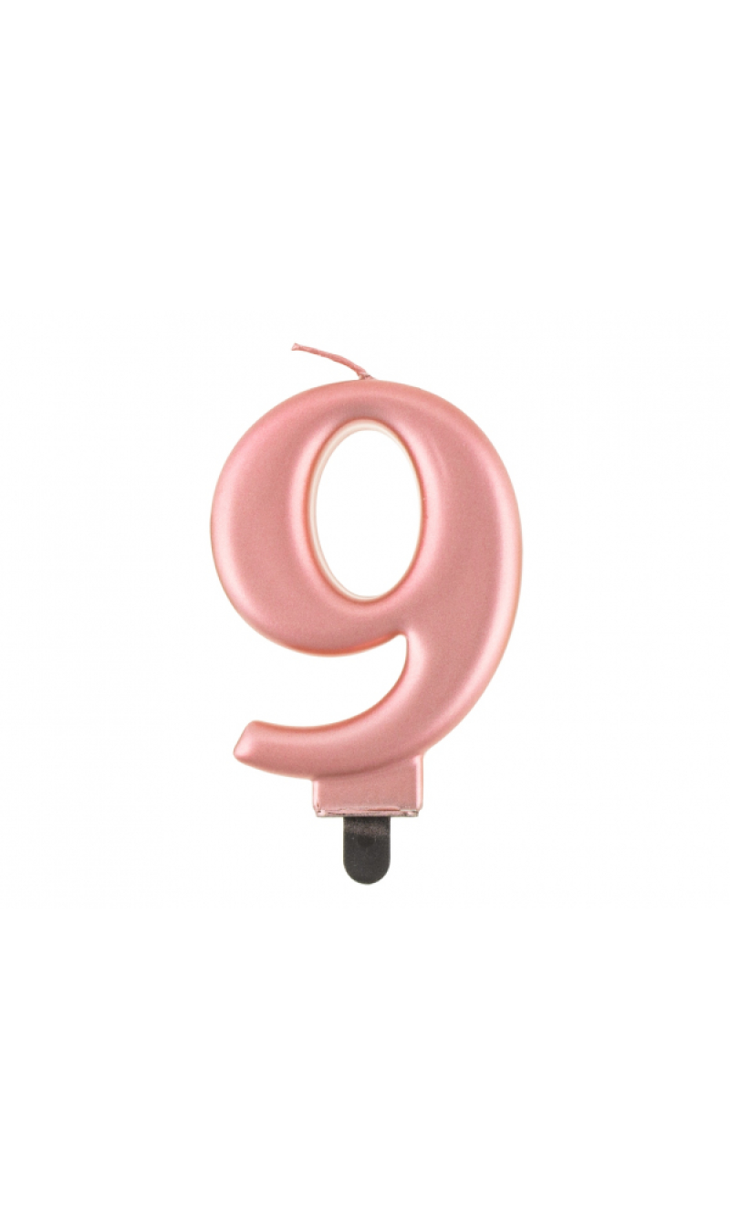 Metallic Rose Gold Birthday Candle (8cm) - No.9