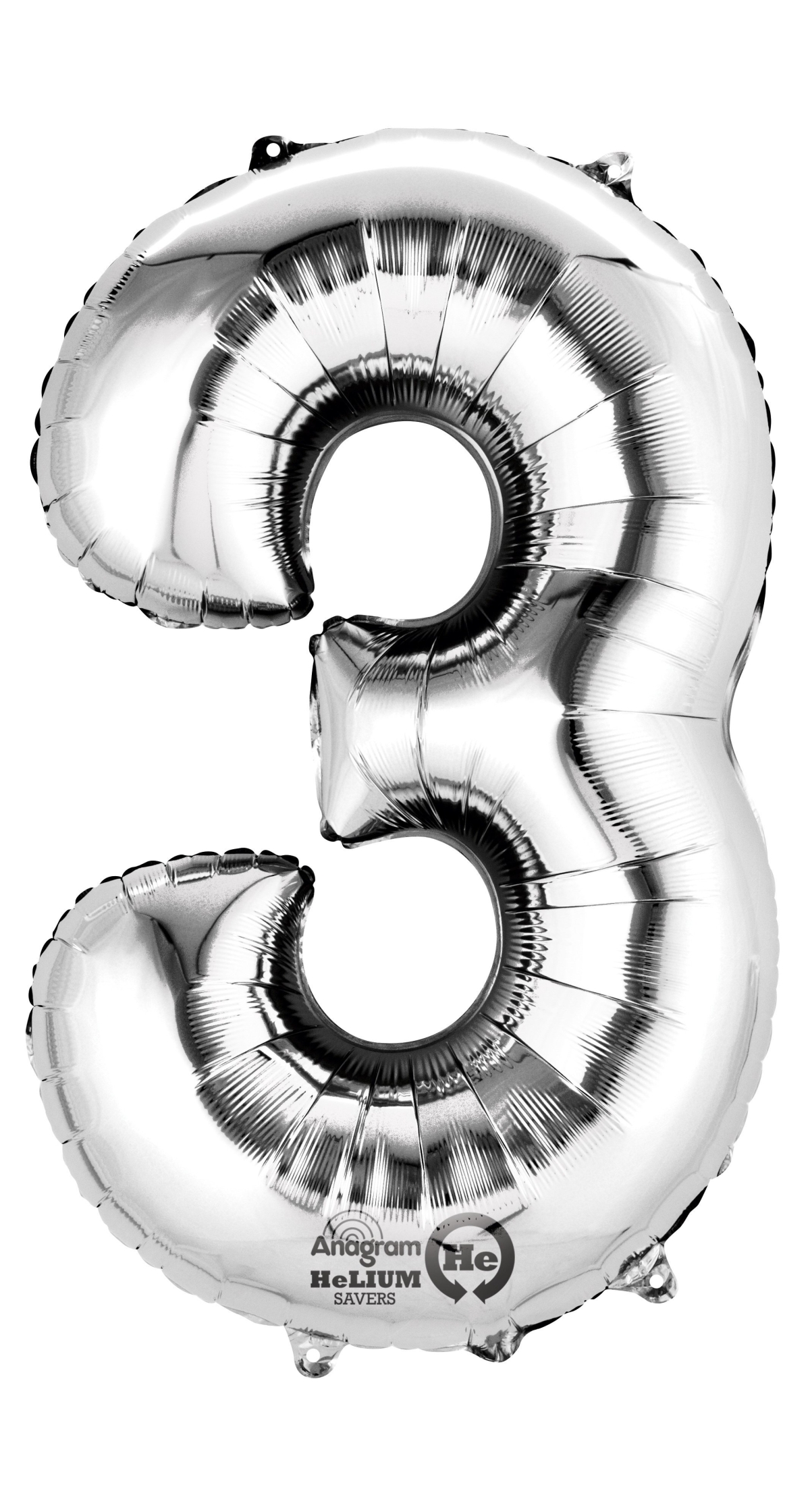 Silver Number " 3 " Foil Balloon 34''