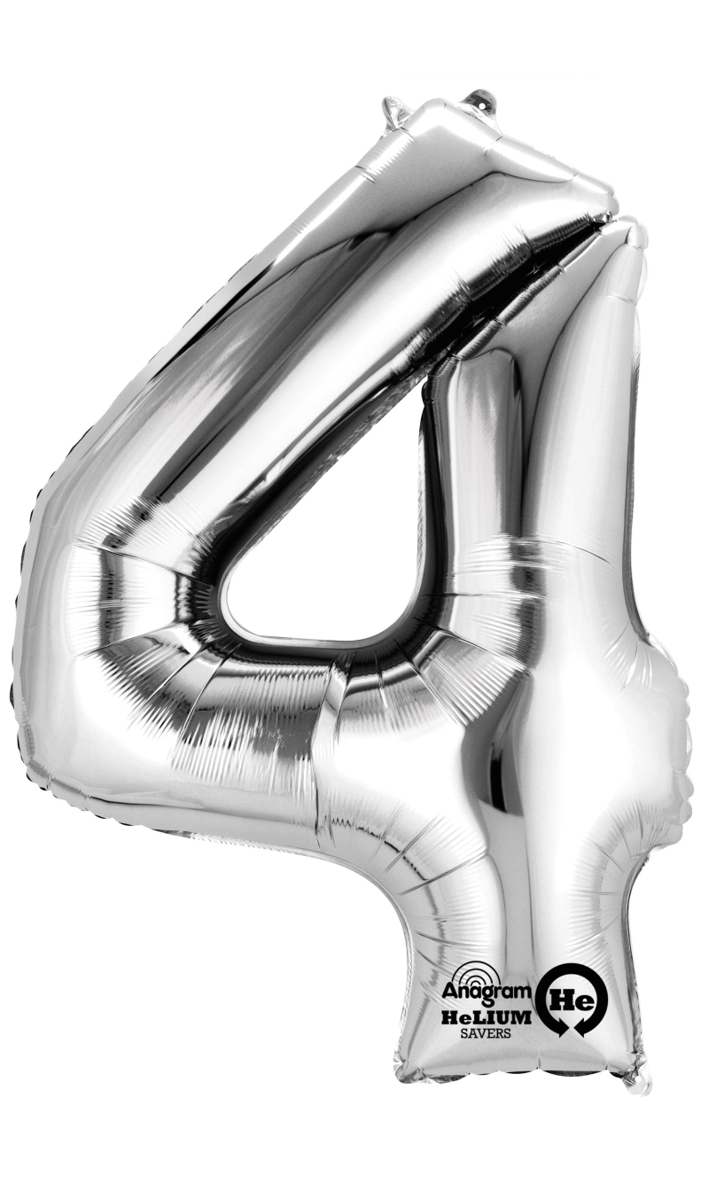 Silver Number " 4 " Foil Balloon 34''