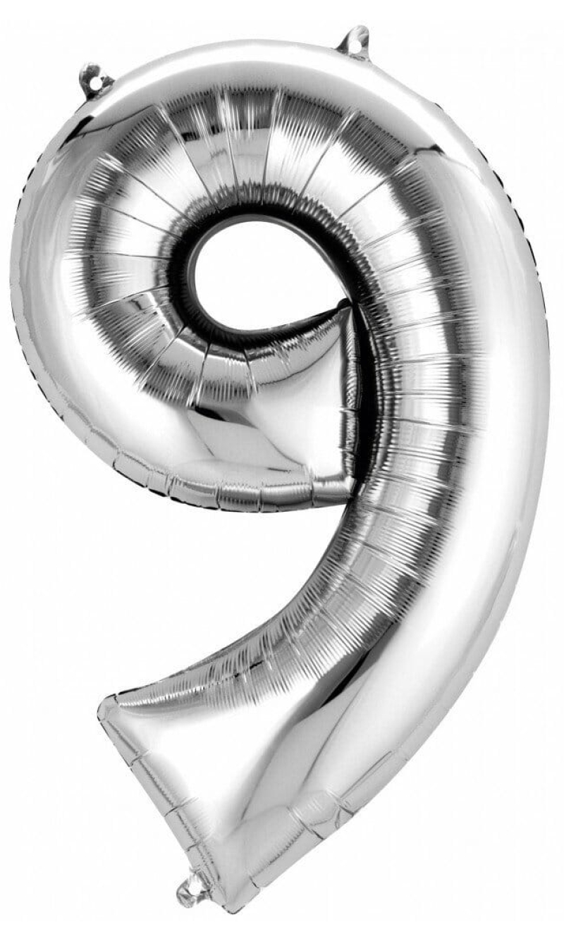 Silver Number " 9 " Foil Balloon 34''