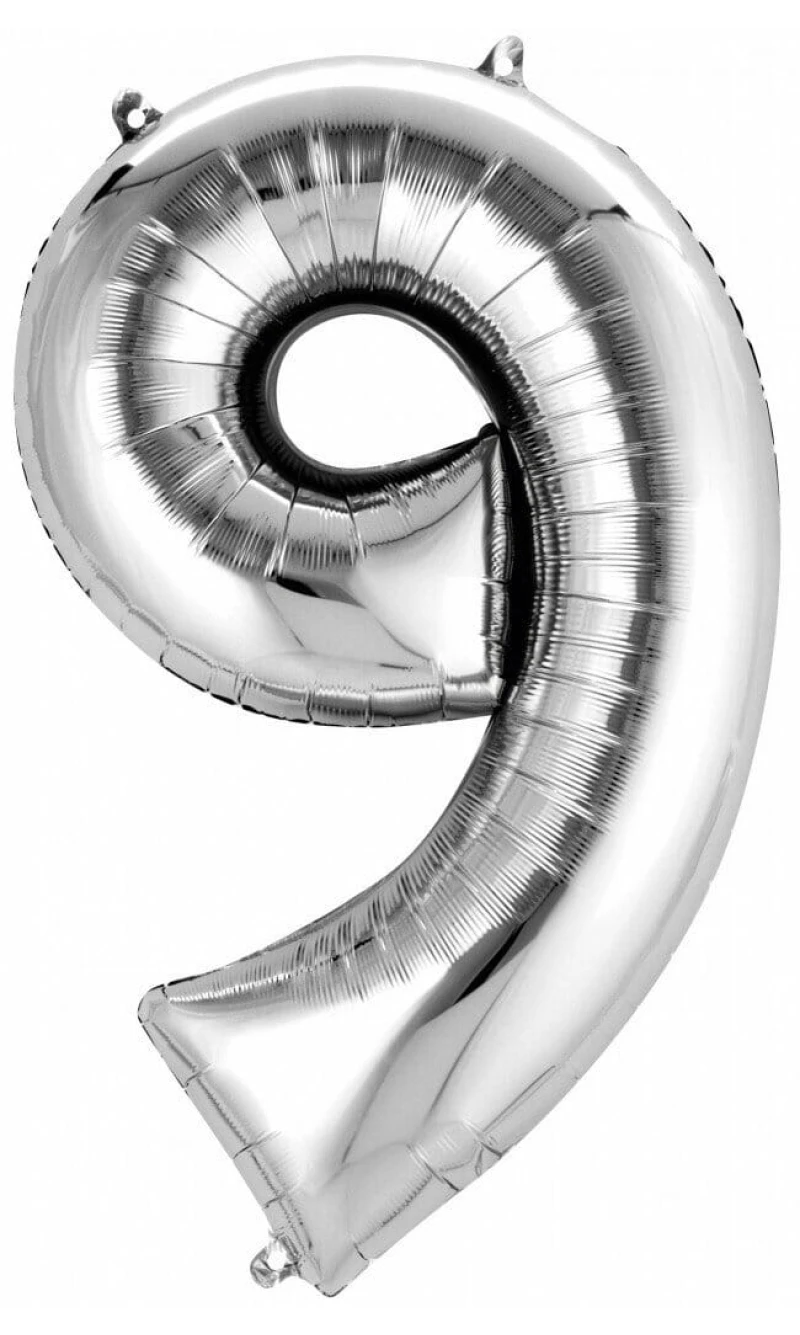 Silver Number " 9 " Foil Balloon 34''