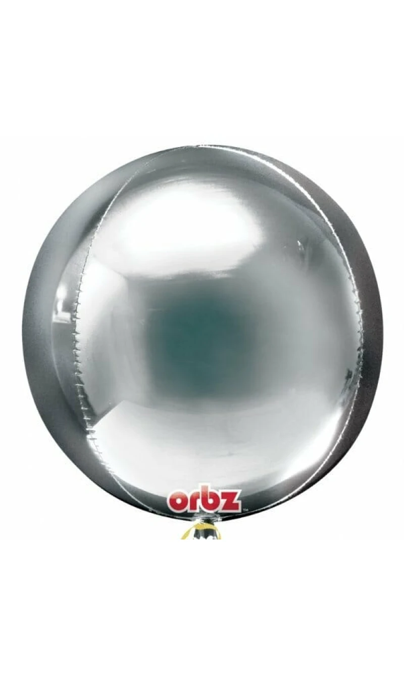 Silver Orbz Foil Balloons 15" x 16" (38cm x 40cm)