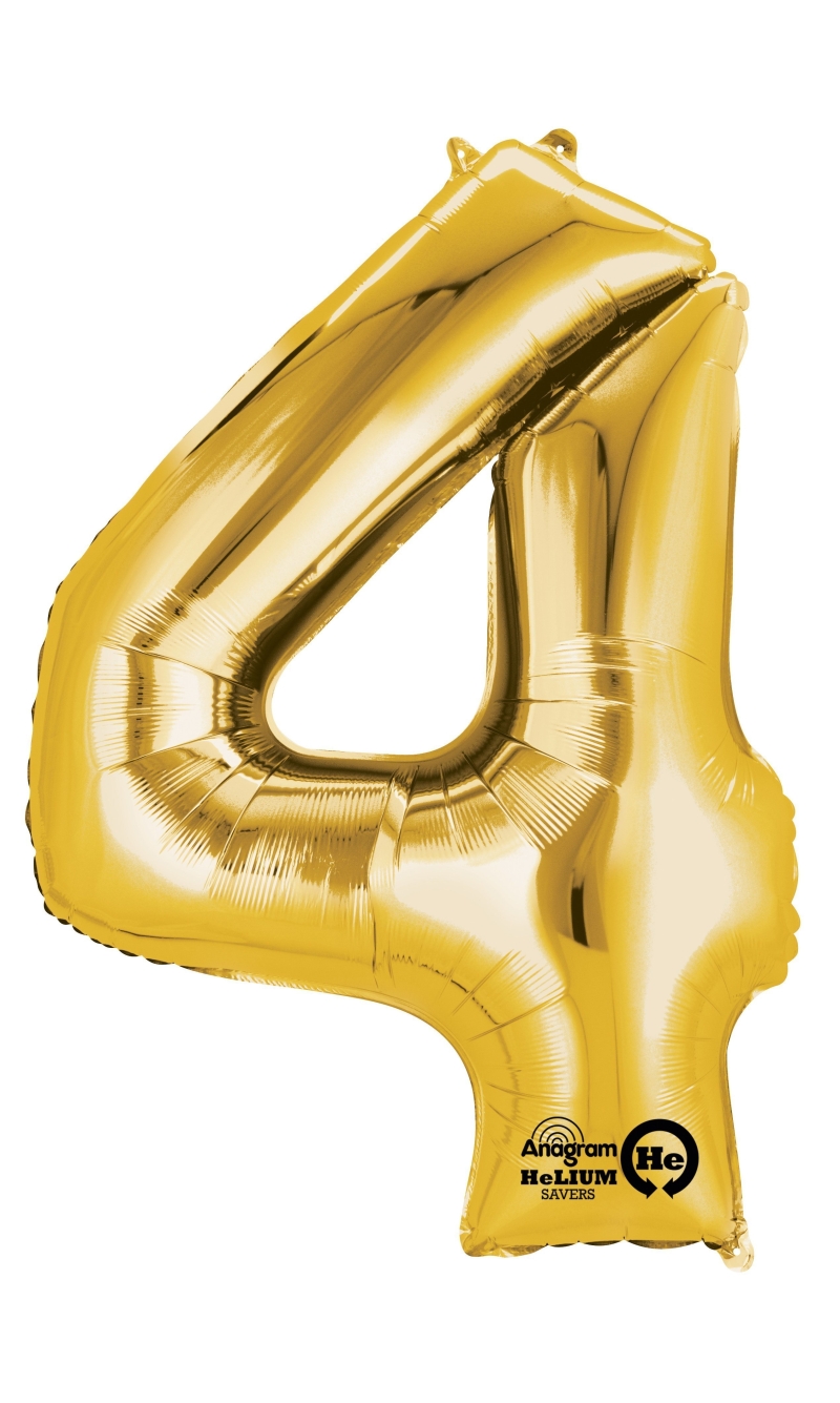 Gold Number " 4 " Foil Balloon 34''