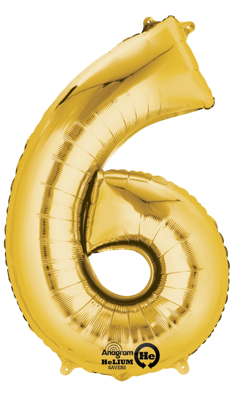 Gold Number " 6 " Foil Balloon 34''