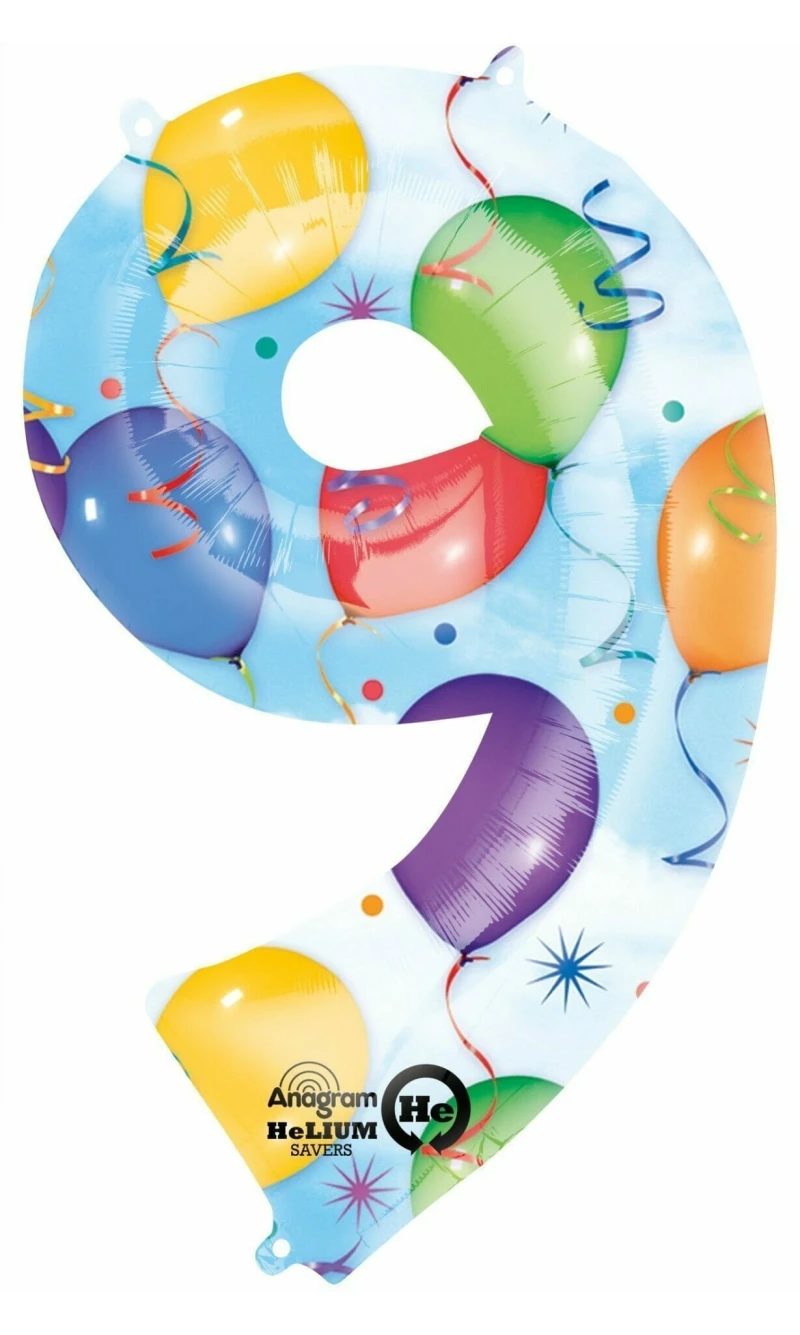 Balloons Number " 9 " Foil Balloon 34''