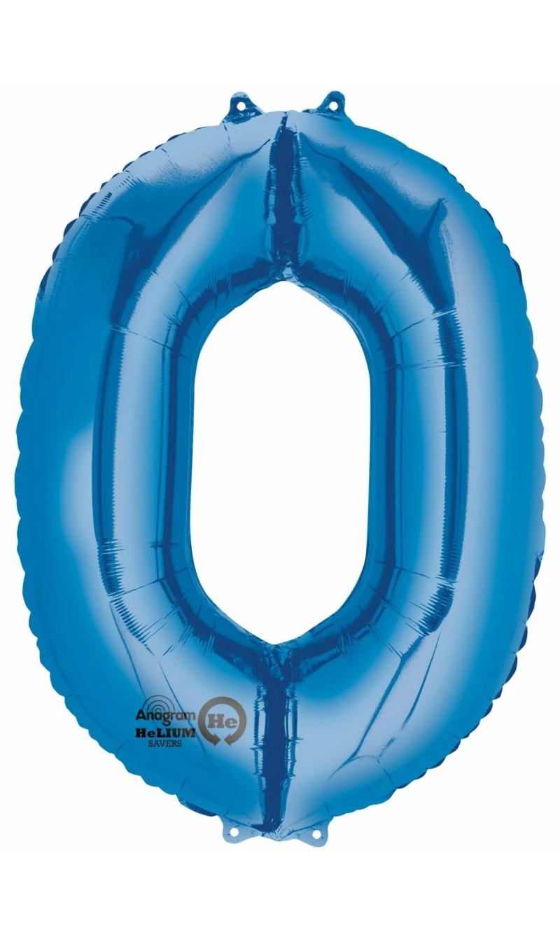 Blue Number " 0 " Foil Balloon 34''
