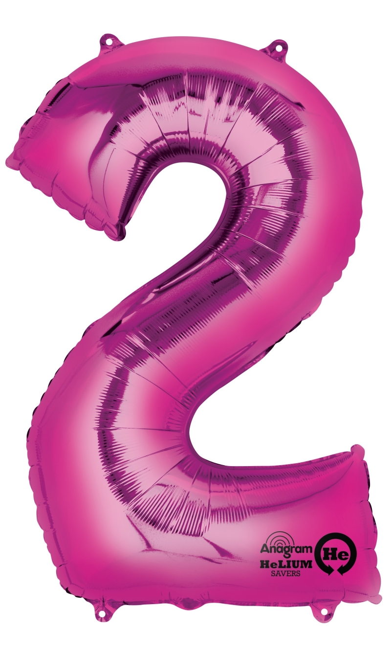 Pink Number " 2 " Foil Balloon 34''