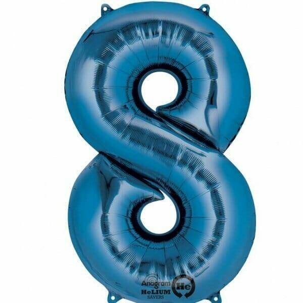 Blue Number " 8 " Foil Balloon 34''