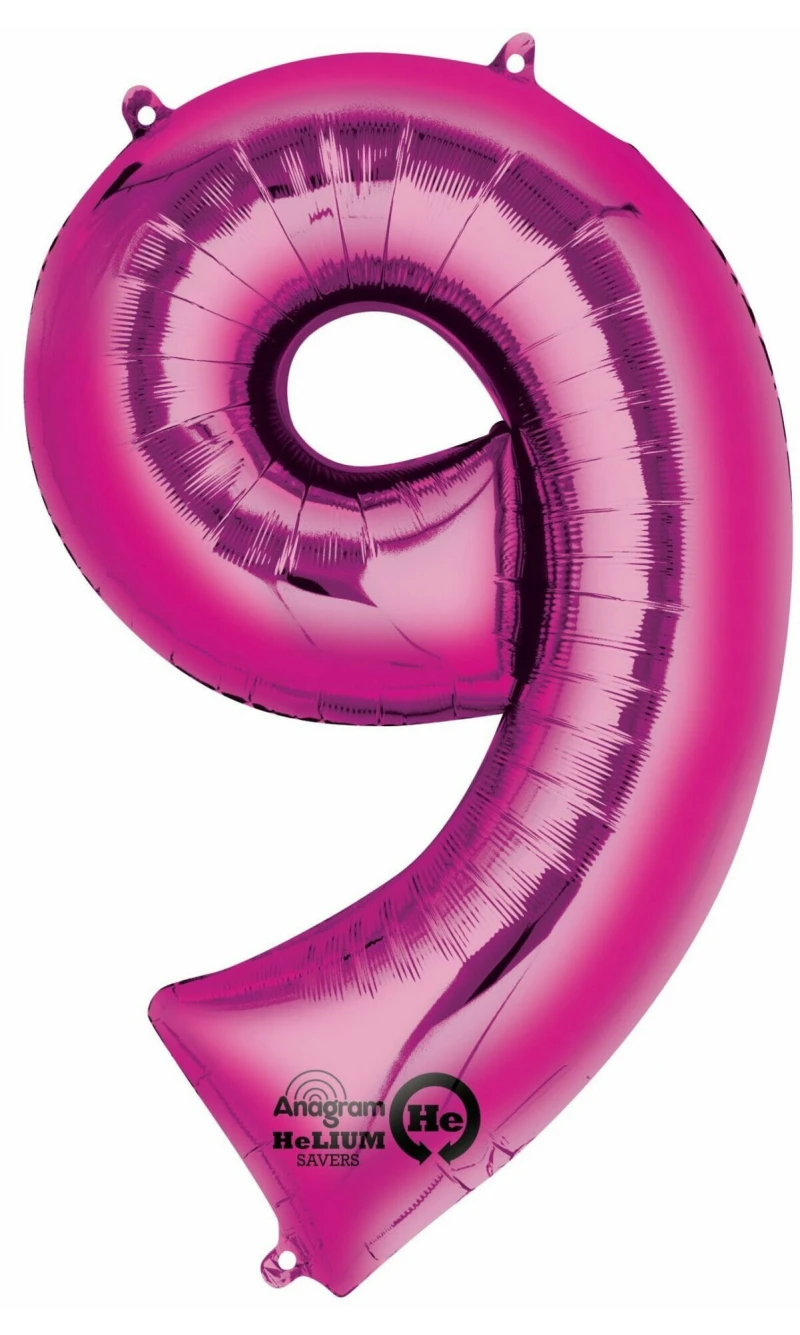 Pink Number " 9 " Foil Balloon 34''