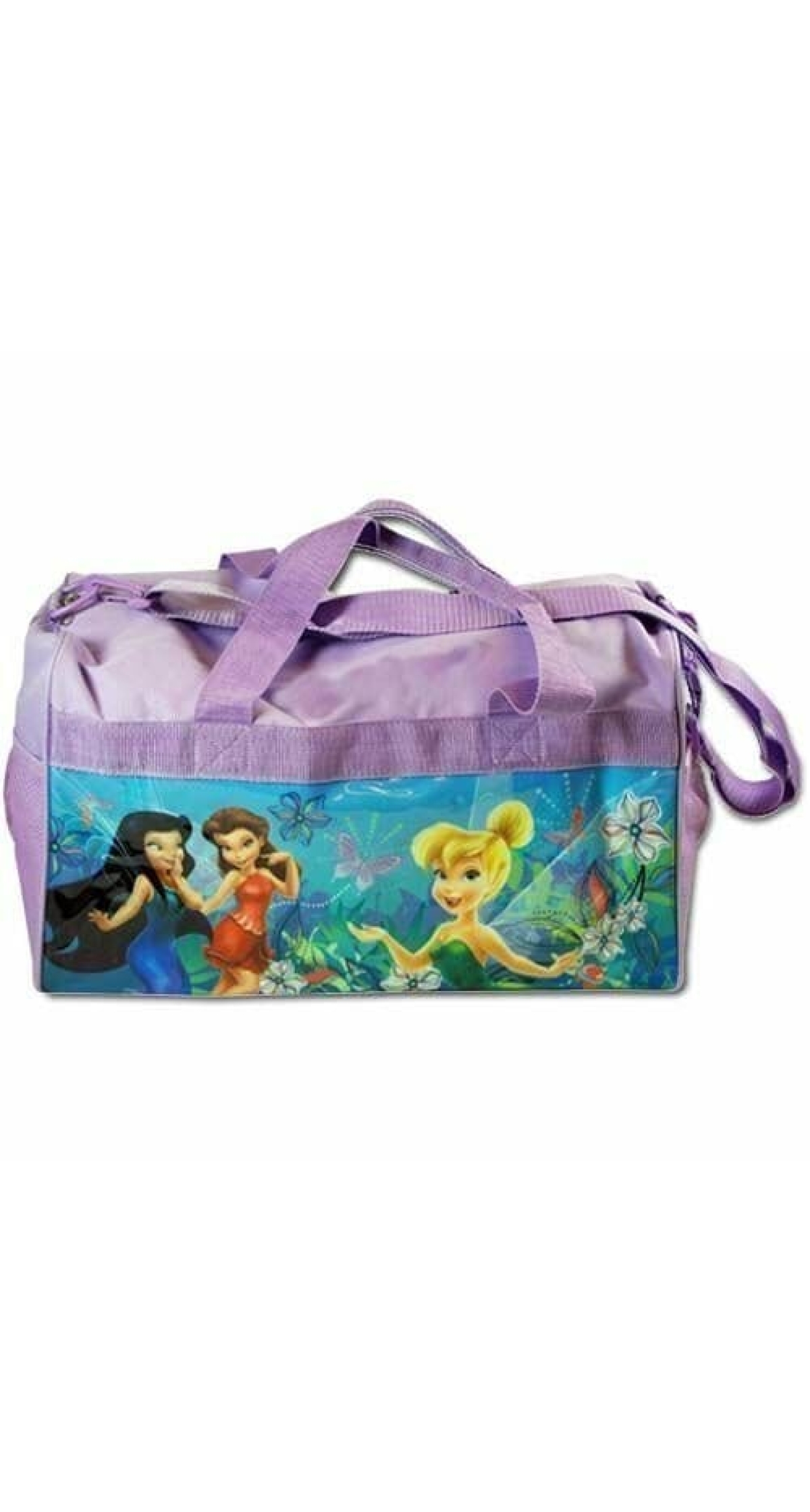 Tinkerbell & Fairies Purple Polyester Duffle Bag w/ Side Panels - 17" x 10"