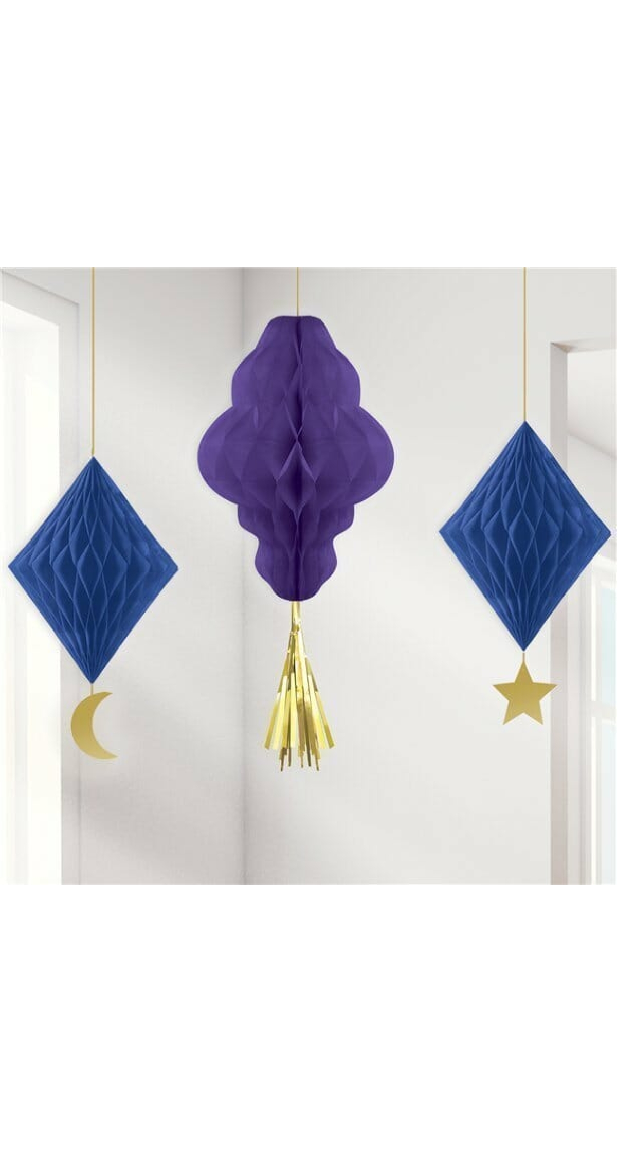 Eid Honeycomb Hanging Decorations - 3pk