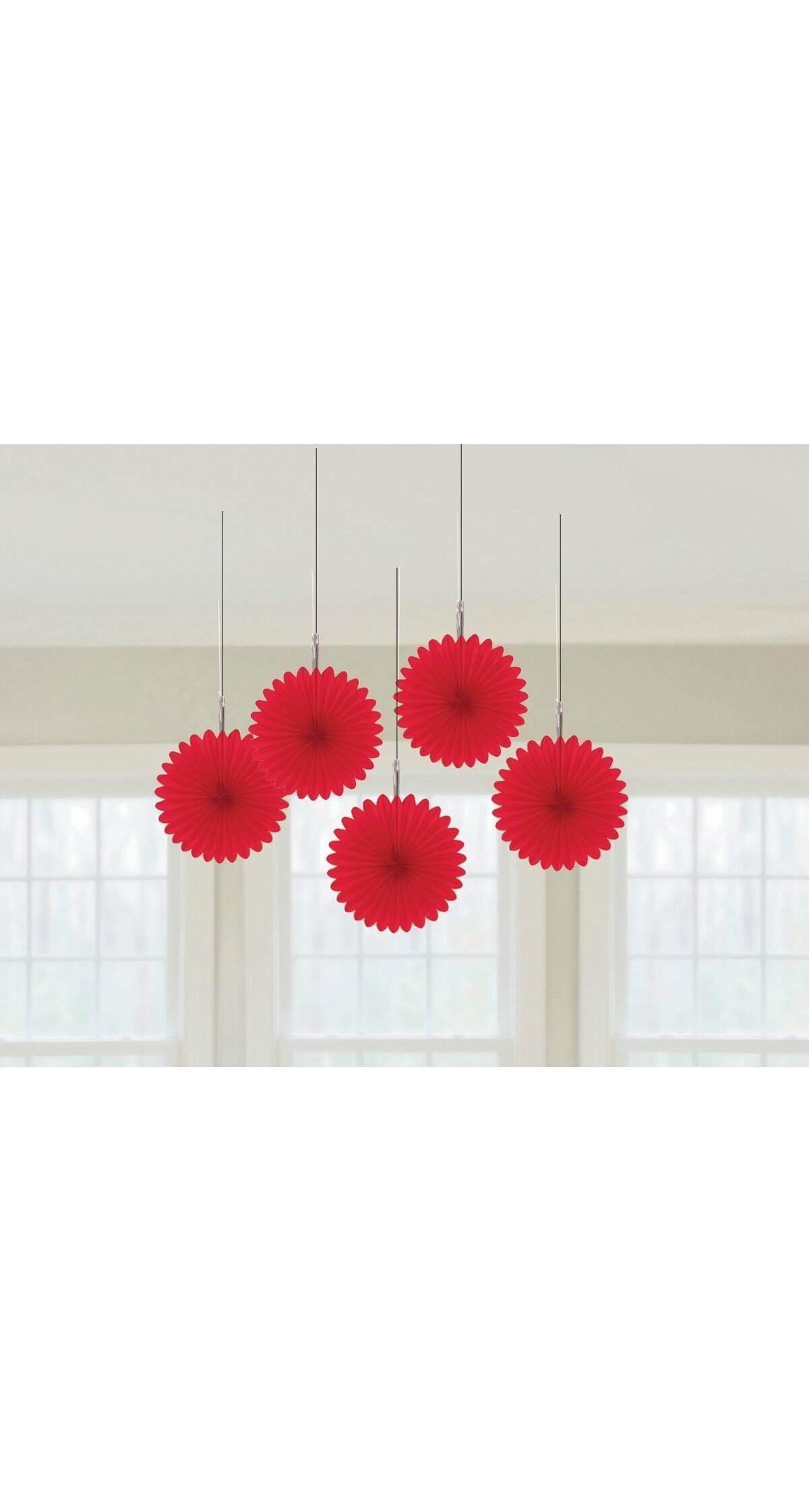 Red Paper Mini Fan Decorations 15cm - 5pk