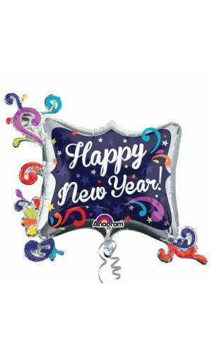 Happy New Year Supershape Balloon 34" x 29" ( 86cm x 73cm)