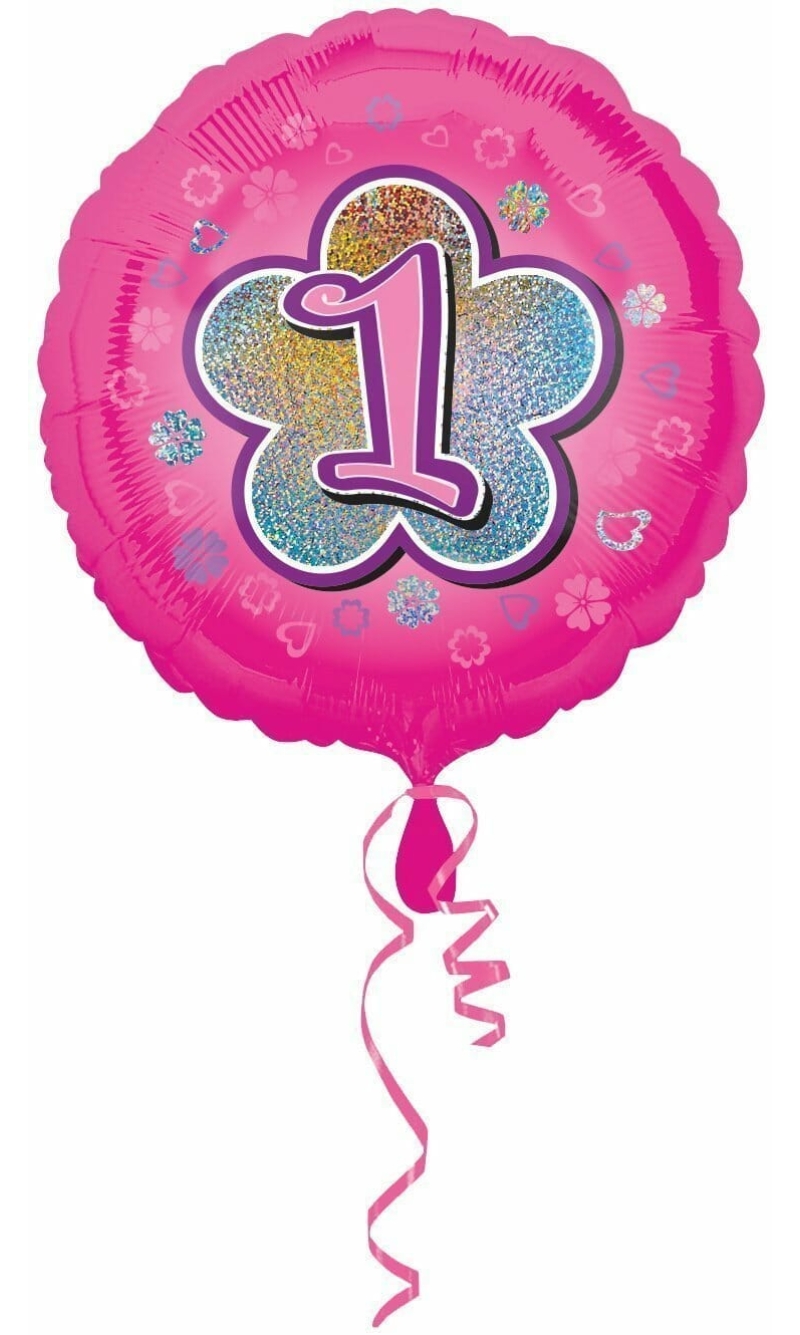 Pink Flowers No. 1 Holographic (18'' Foil Balloon)