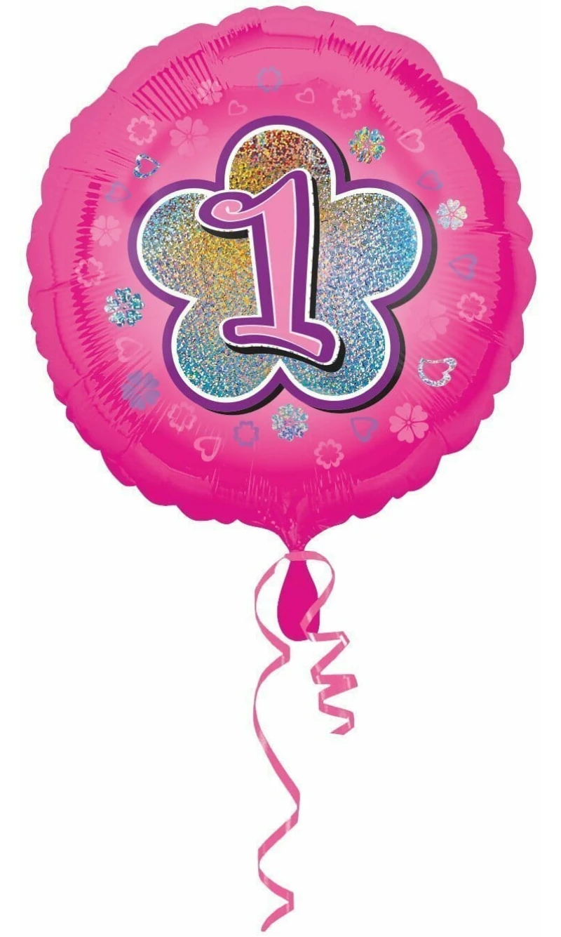 Pink Flowers No. 1 Holographic (18'' Foil Balloon)