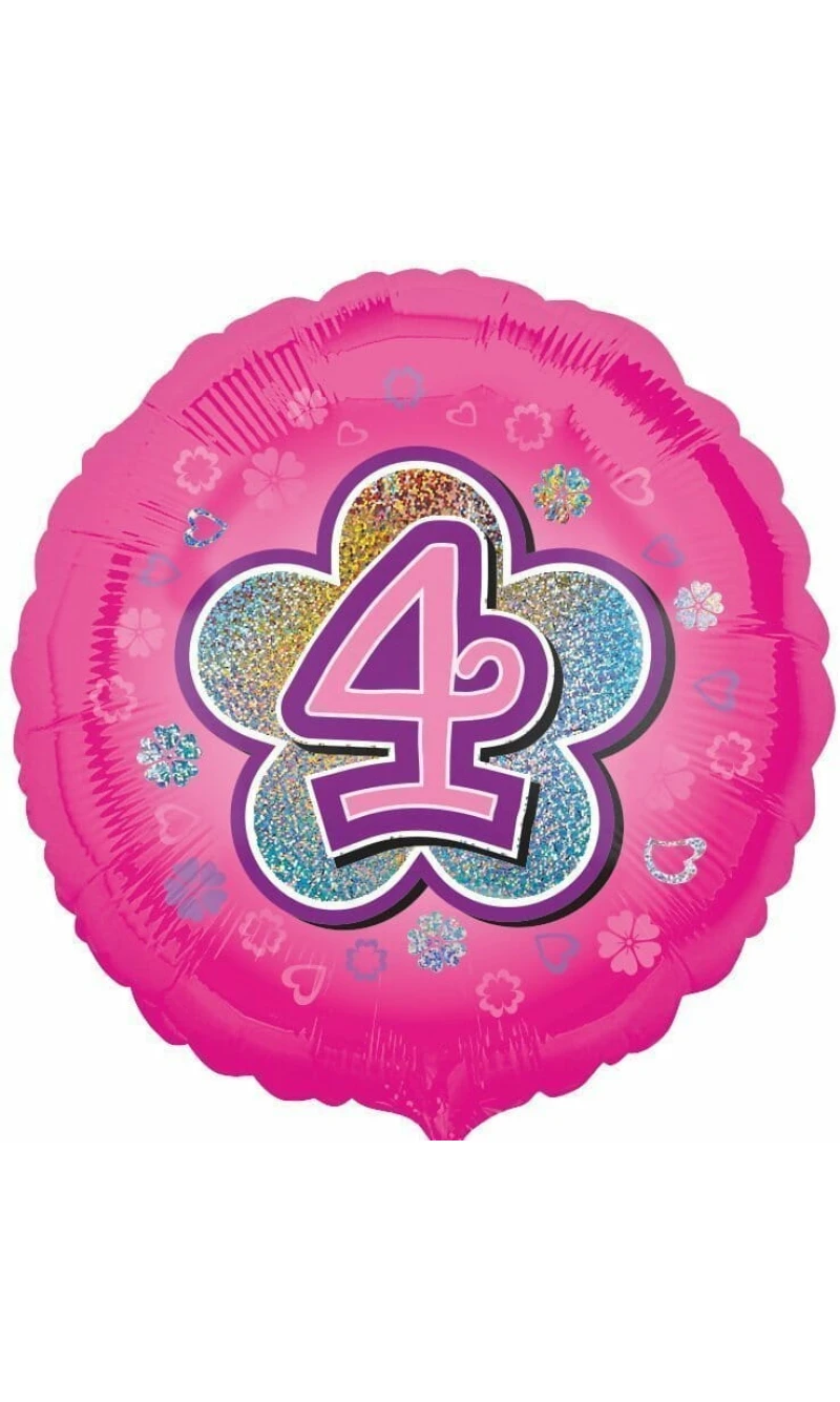 Pink Flowers No. 4 Holographic (18'' Foil Balloon)