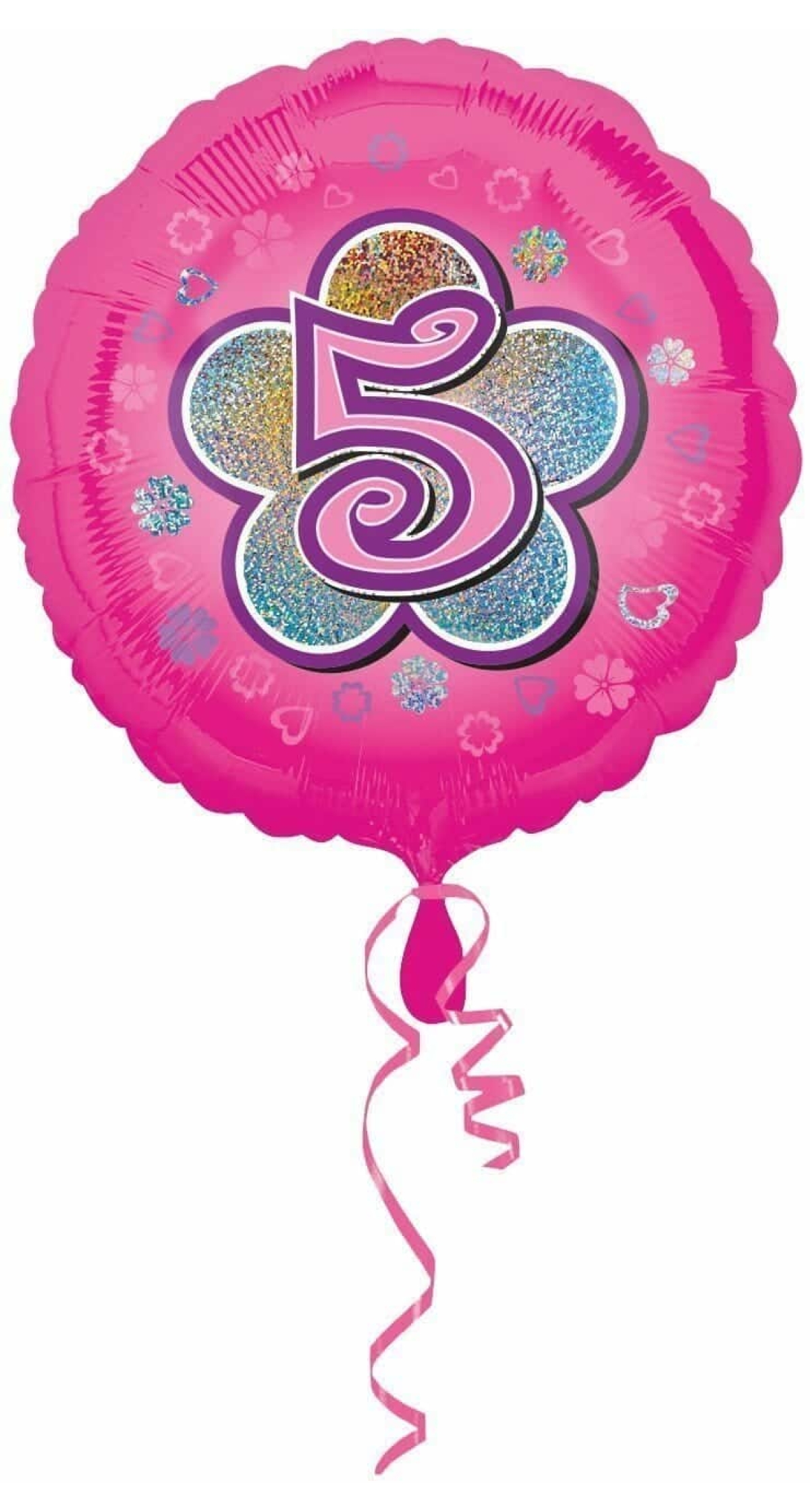 Pink Flowers No. 5 Holographic (18'' Foil Balloon)