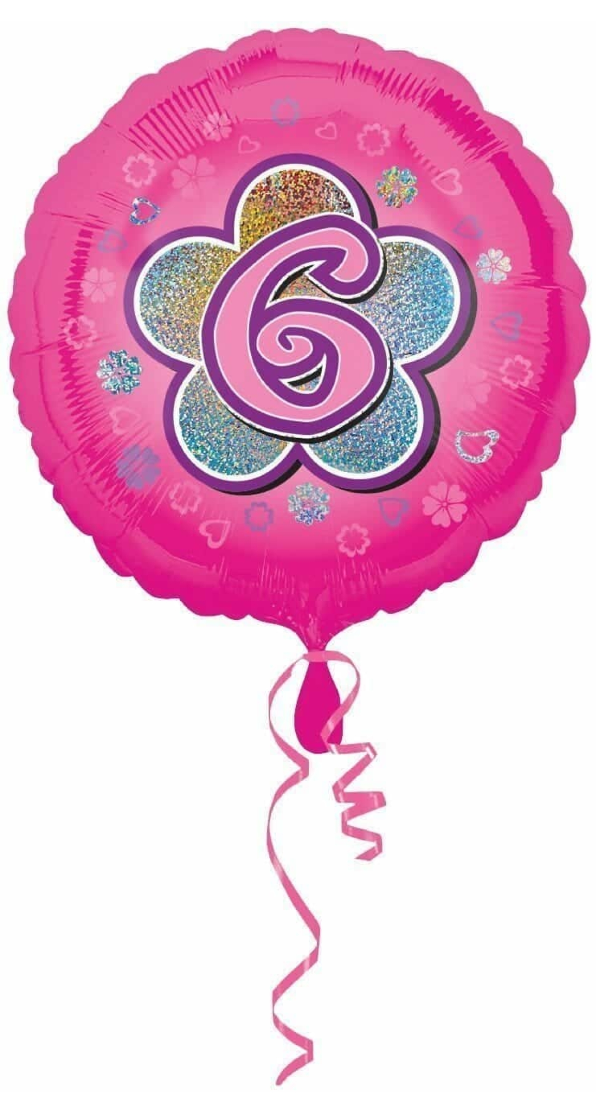 Pink Flowers No. 6 Holographic (18'' Foil Balloon)