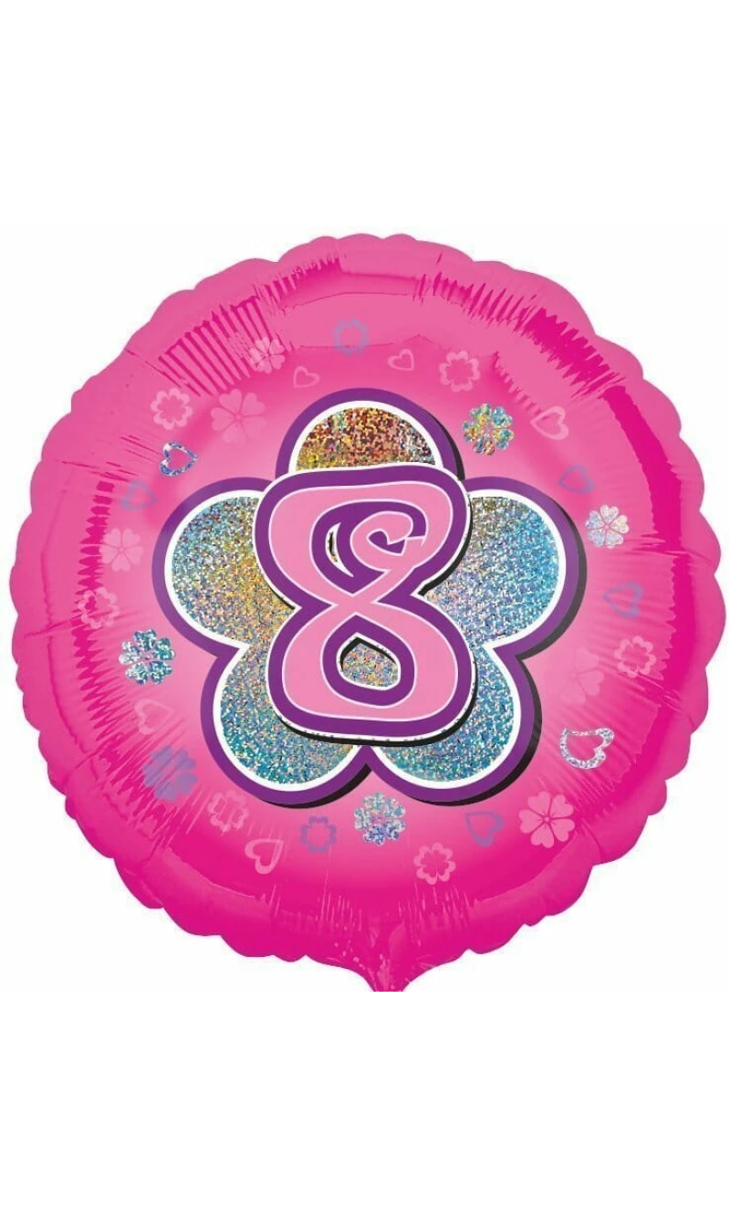 Pink Flowers No. 8 Holographic (18'' Foil Balloon)