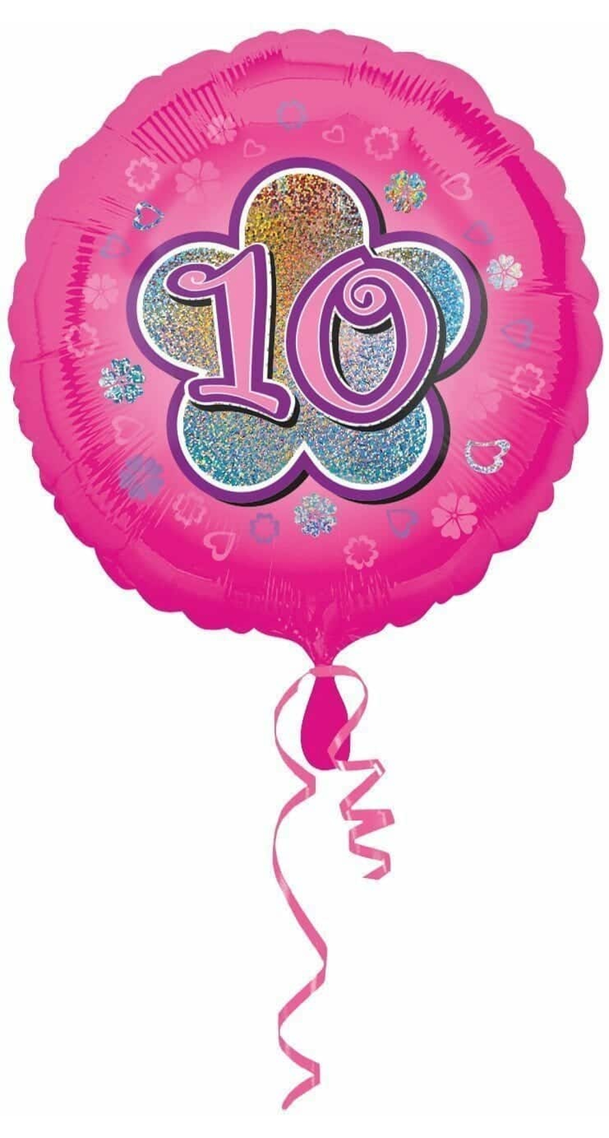 Pink Flowers No. 10 Holographic (18'' Foil Balloon)