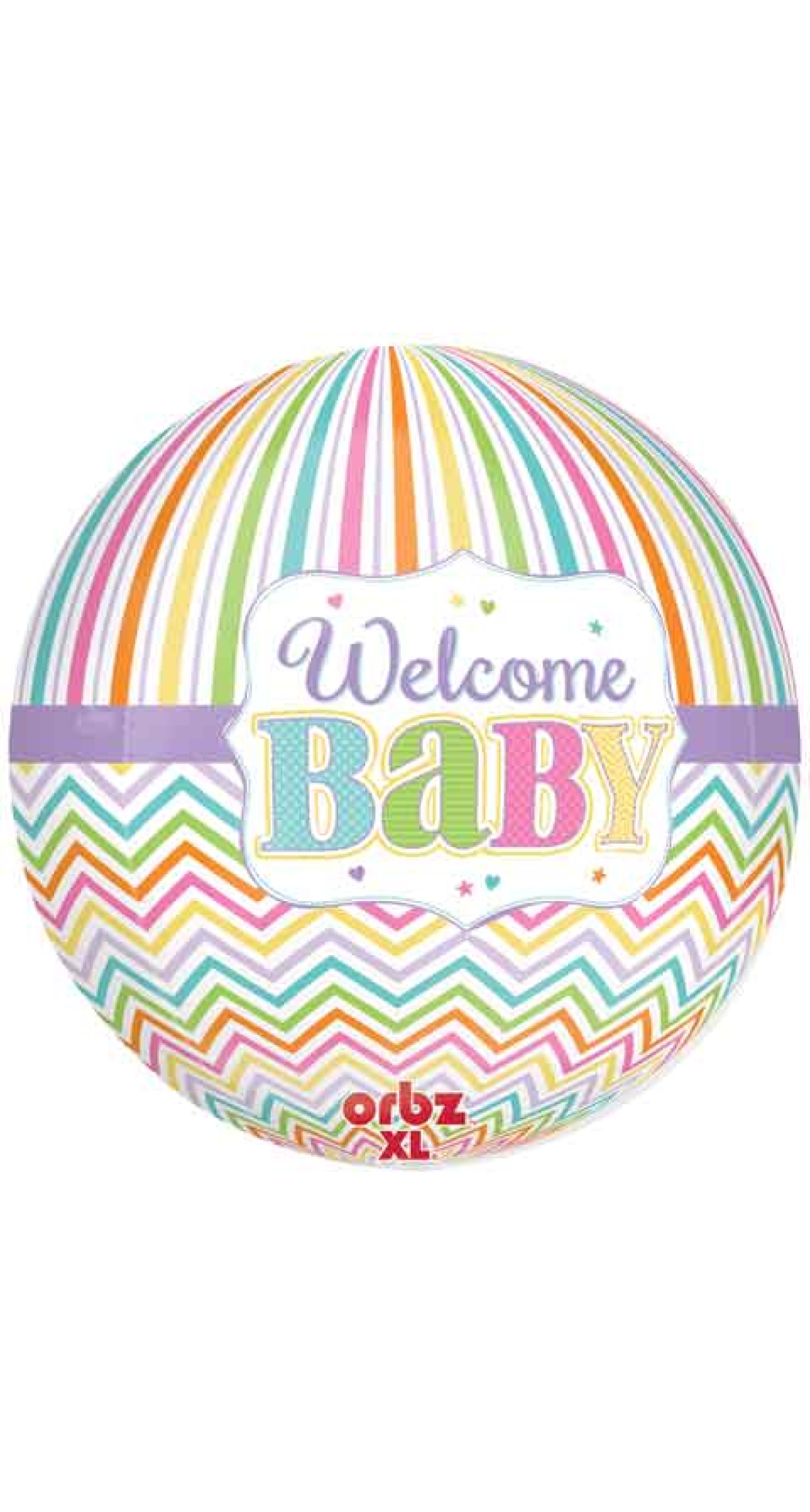 Welcome New Baby Orbz Round Foil Balloon 17" x 18 " (43cm x 45cm)