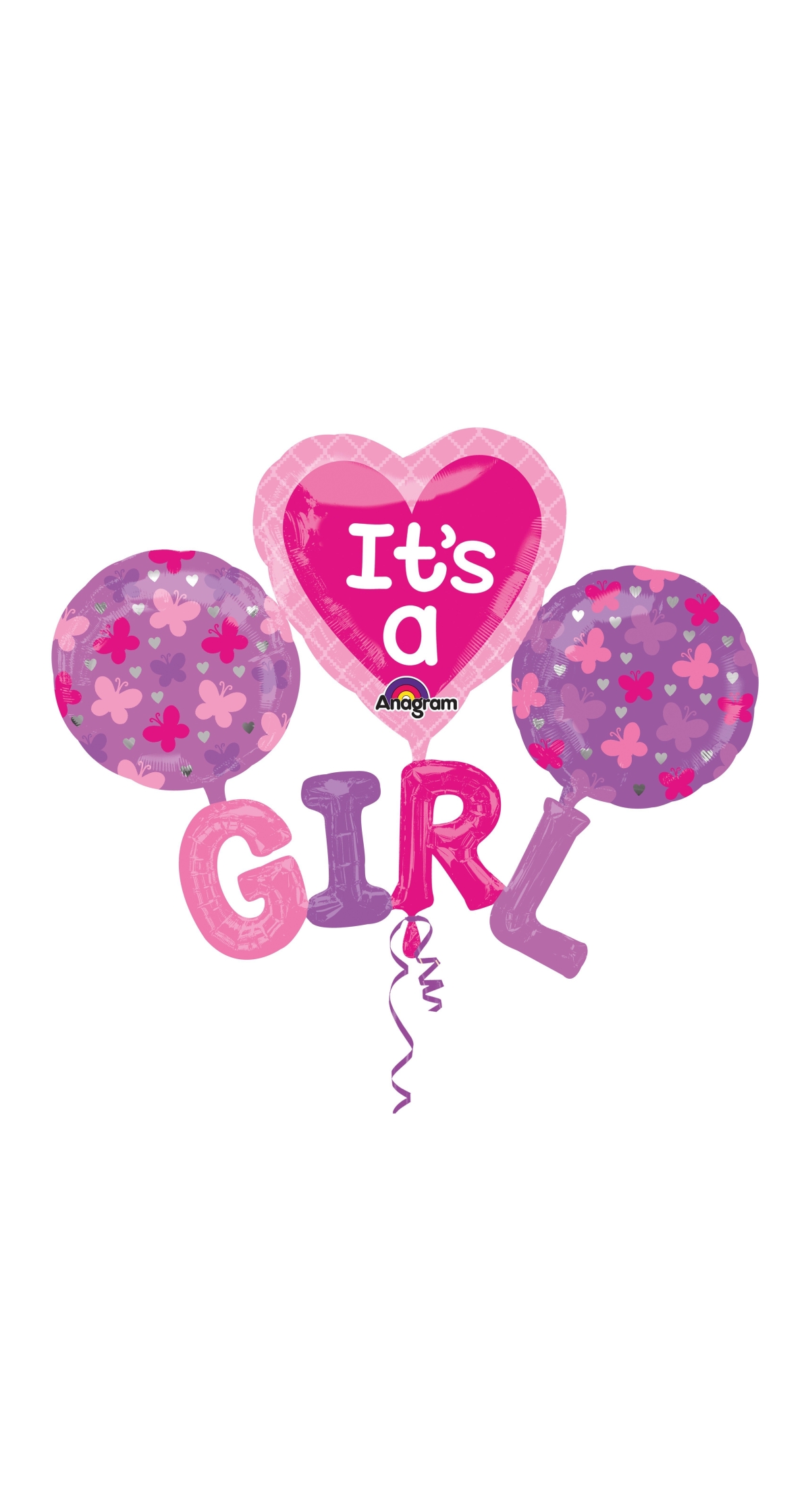 It's a Girl Jumbo Super Shape Foil Balloon 40" x 51" (101cm x 129cm)