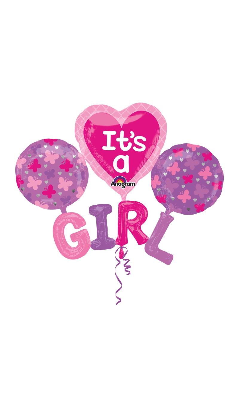 It's a Girl Jumbo Super Shape Foil Balloon 40" x 51" (101cm x 129cm)