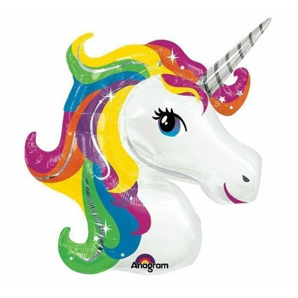 Unicorn Shaped Foil Balloon 33'' x 29'' (83cm x 73cm)