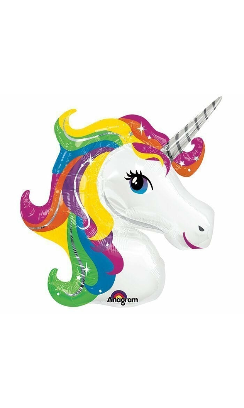 Unicorn Shaped Foil Balloon 33'' x 29'' (83cm x 73cm)