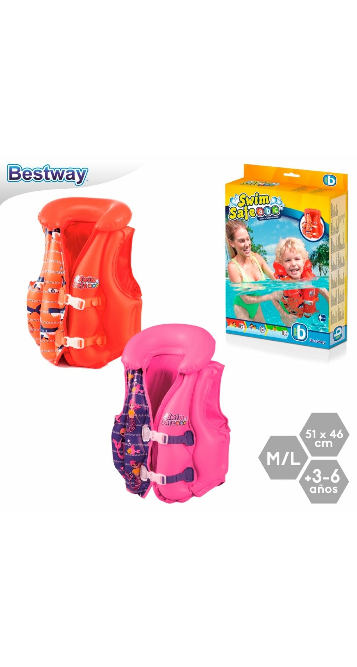 Bestway Pool & Beach Swimming Float Vest 51x46 cm (Online Only)