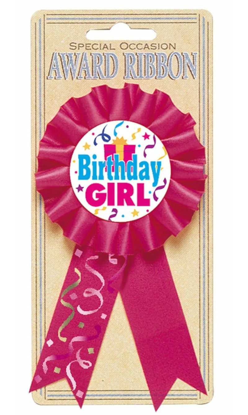 Award Ribbon Birthday Girl - 8.1cm x 15.2cm