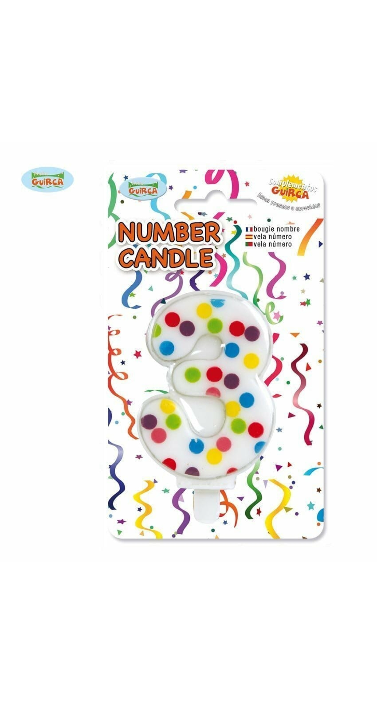 Confetti Candle No. 3 (6.5cm) - 1pk