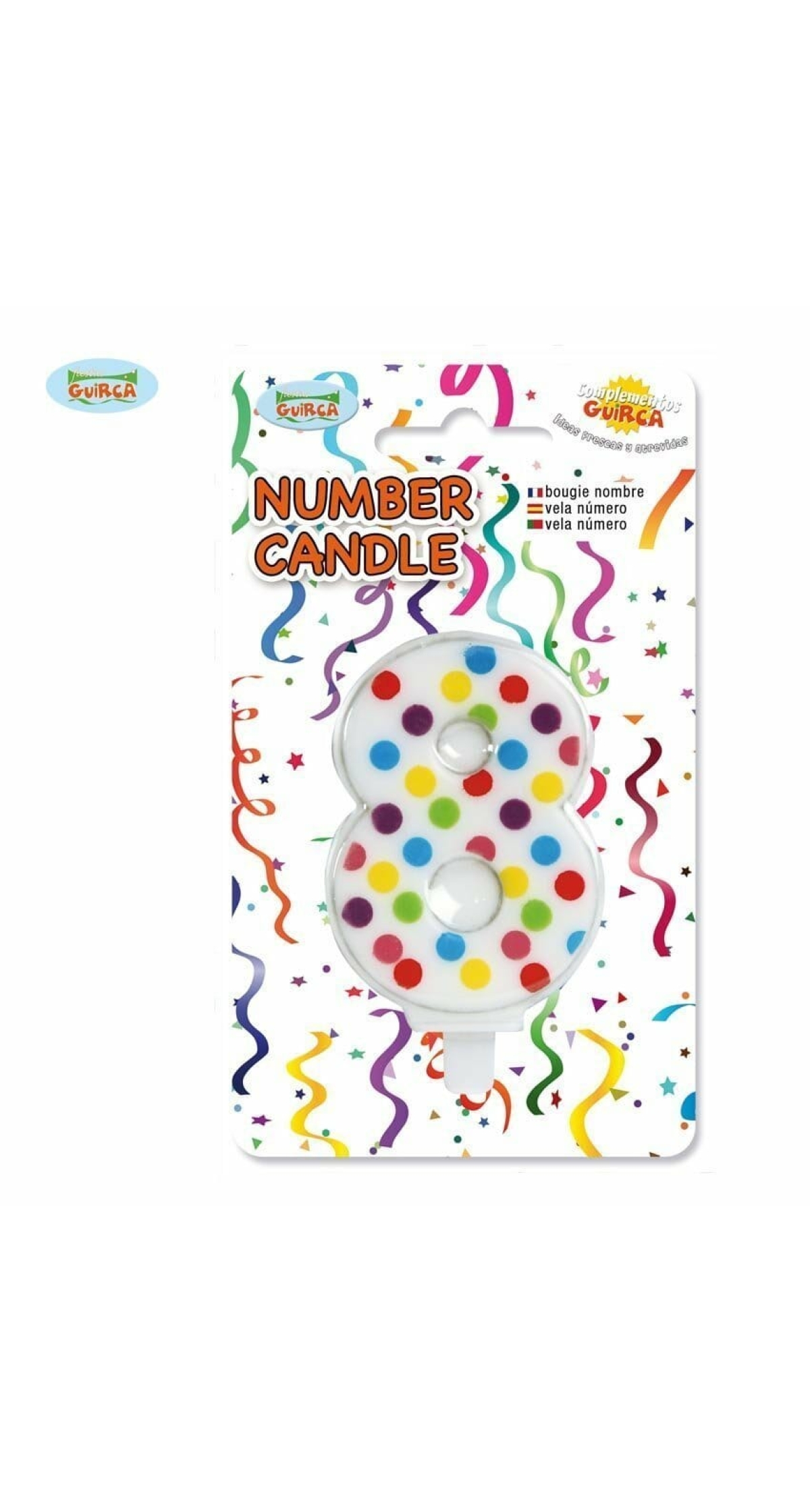 Confetti Candle No. 8 (6.5cm) - 1pk