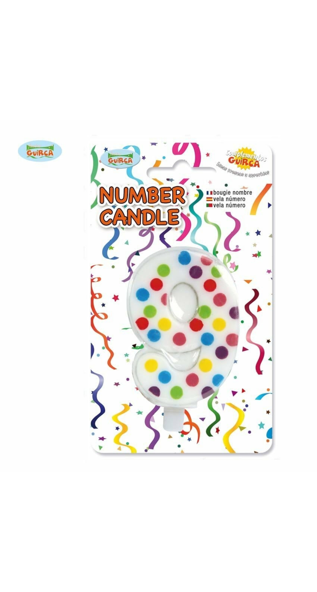 Confetti Candle No. 9 (6.5cm) - 1pk