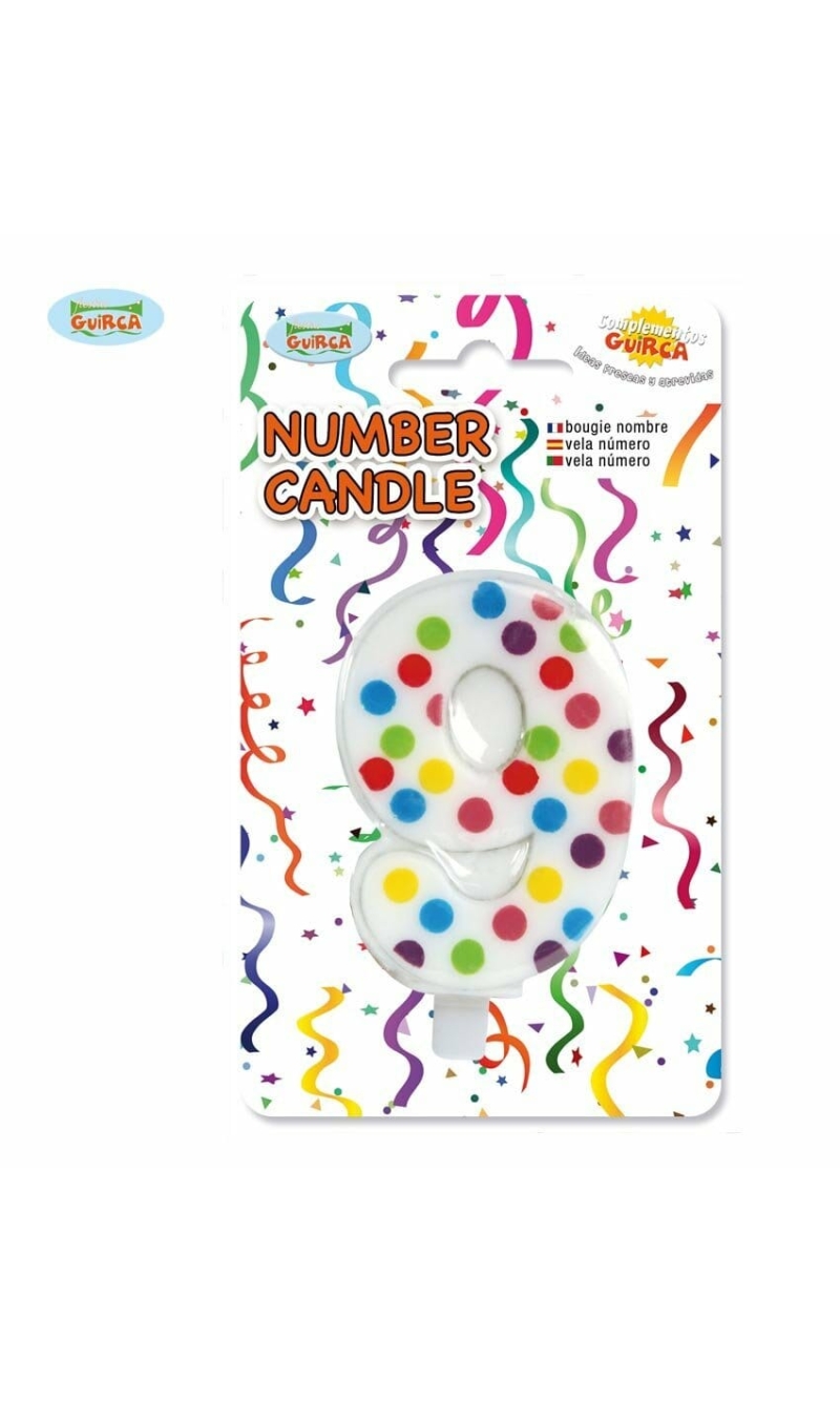 Confetti Candle No. 9 (6.5cm) - 1pk