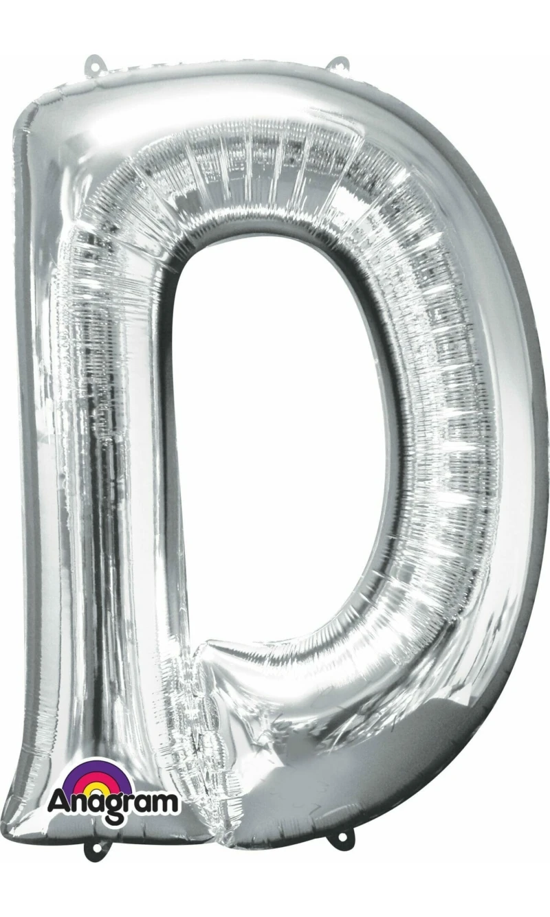 Silver Letter " D " Foil Balloon 16''