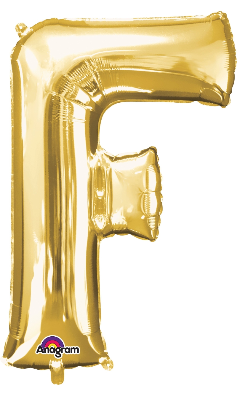 Gold Letter " F " Foil Balloon 34''