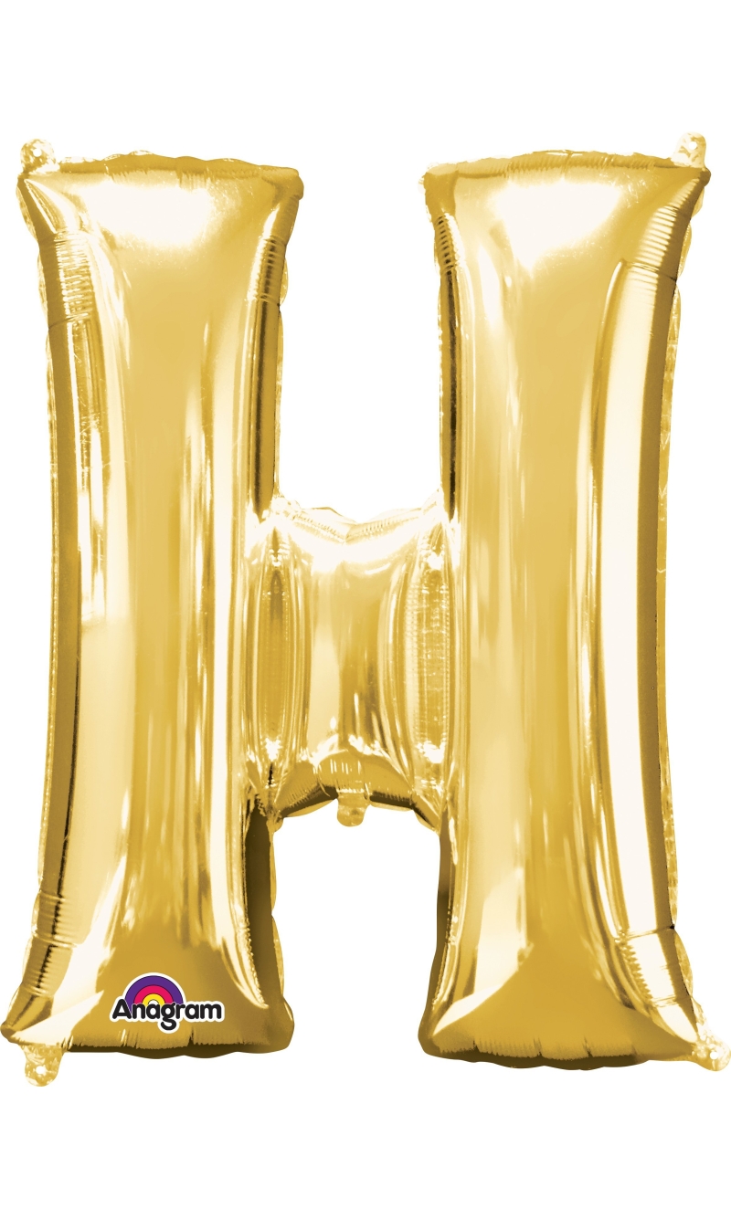 Gold Letter " H " Foil Balloon 34''