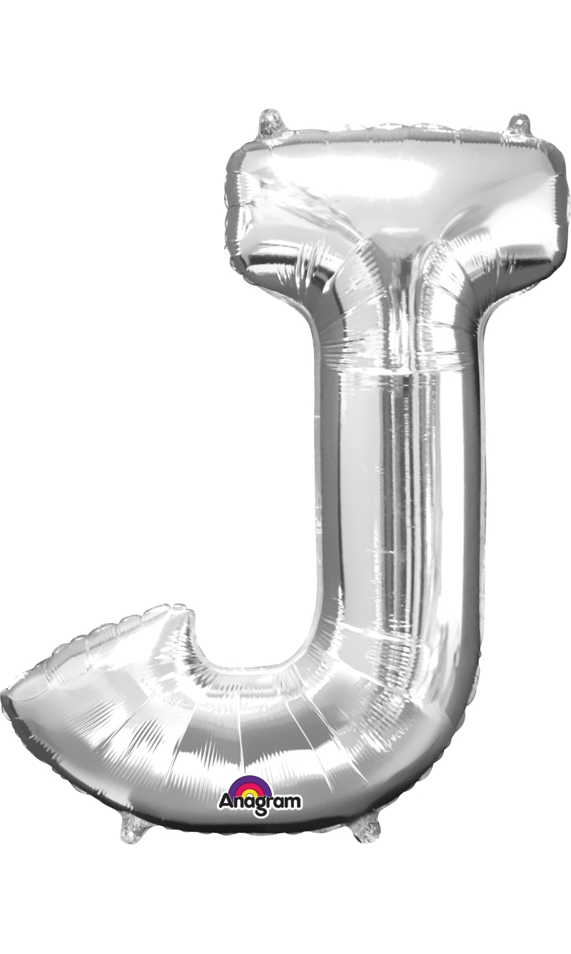 Silver Letter " J " Foil Balloon 34''