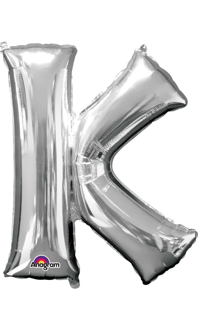 Silver Letter " K " Foil Balloon 16''
