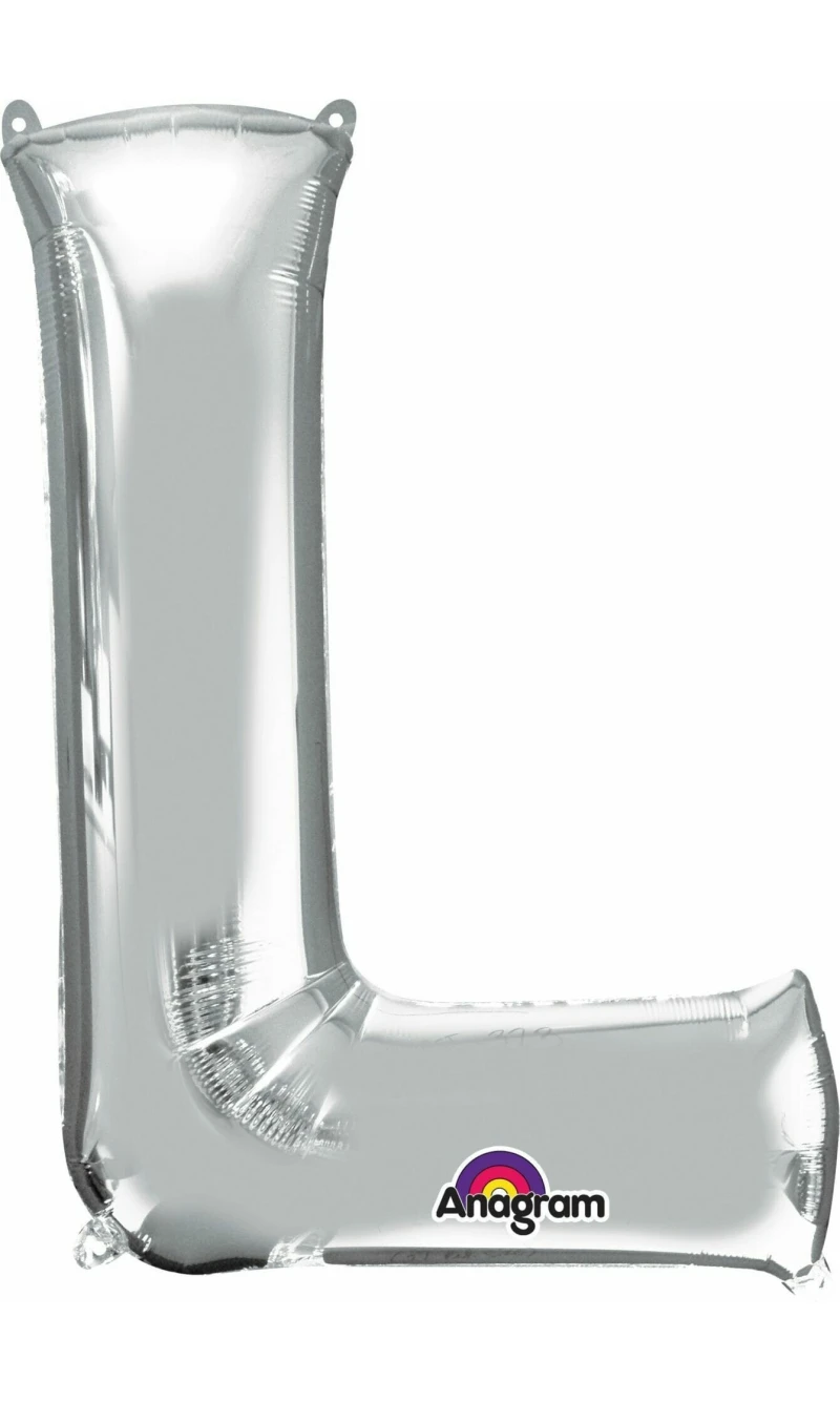 Silver Letter " L " Foil Balloon 34''