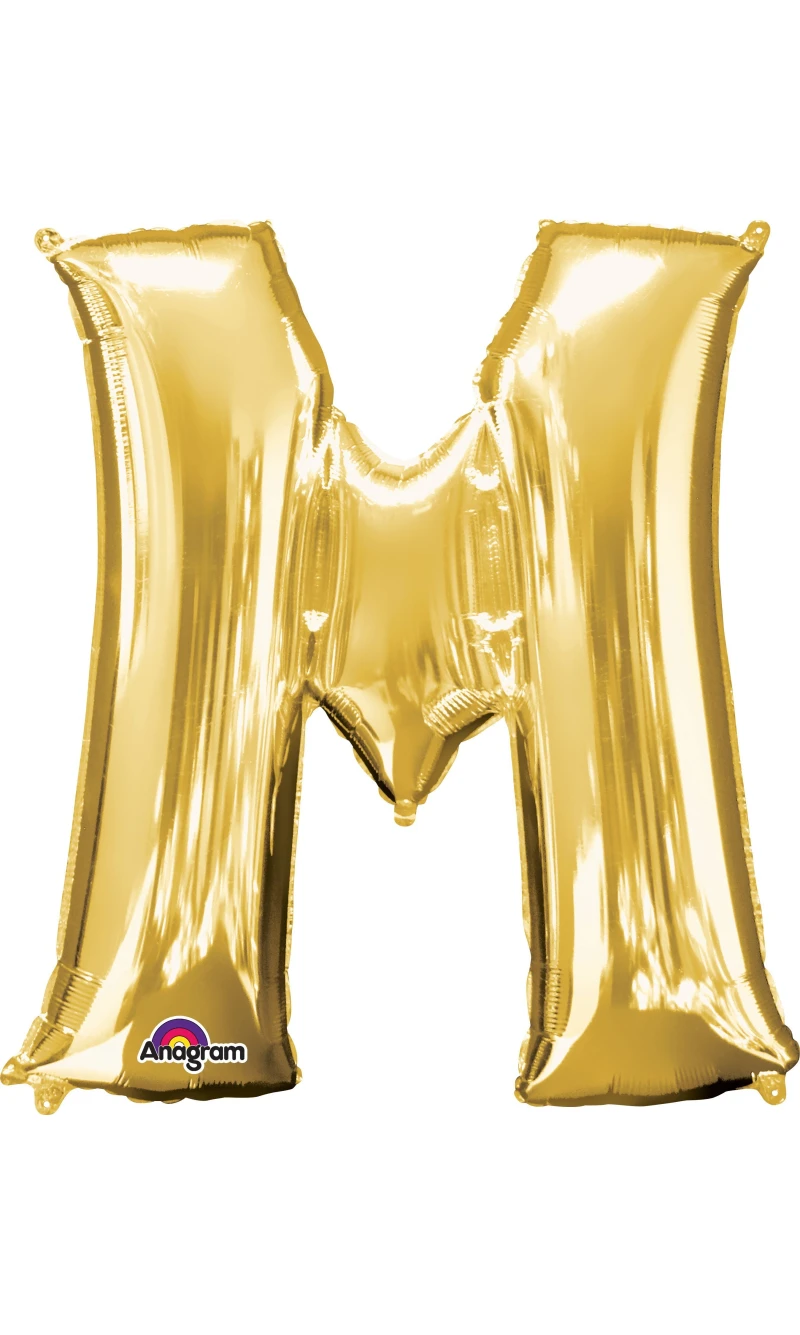 Gold Letter " M " Foil Balloon 34''