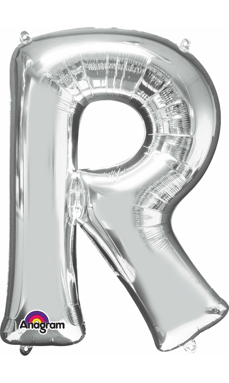 Silver Letter " R " Foil Balloon 34''
