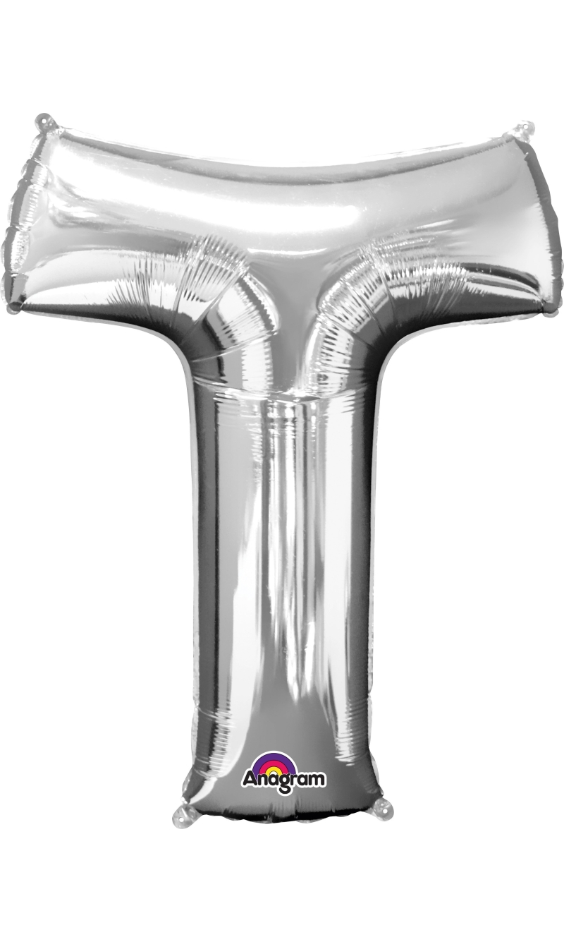 Silver Letter " T " Foil Balloon 16''