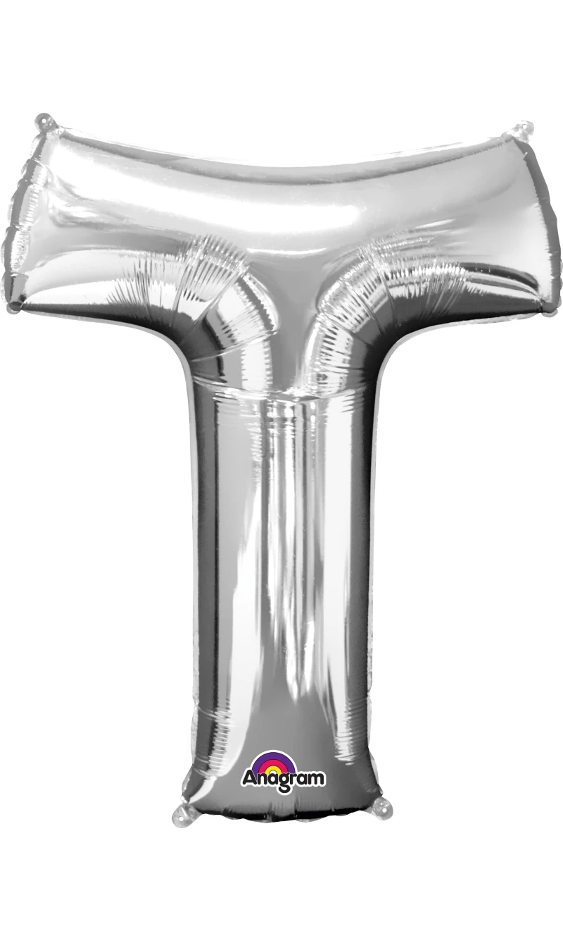 Silver Letter " T " Foil Balloon 16''