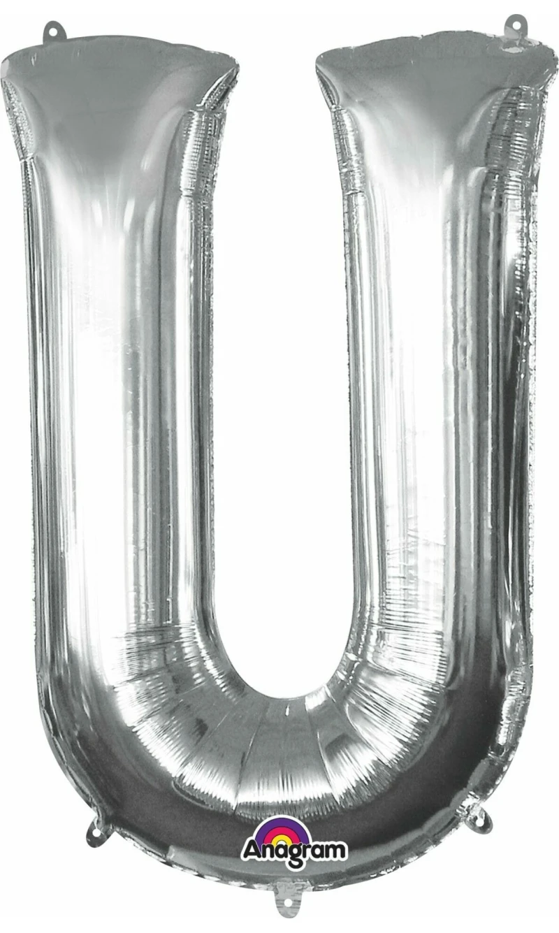 Silver Letter " U " Foil Balloon 16''
