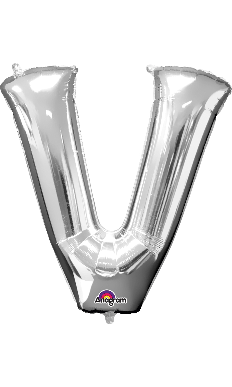 Silver Letter " V " Foil Balloon 16''