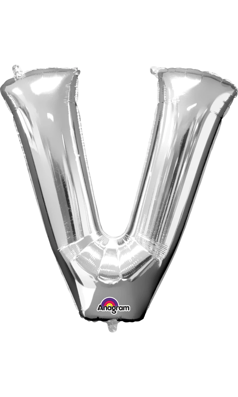 Silver Letter " V " Foil Balloon 16''