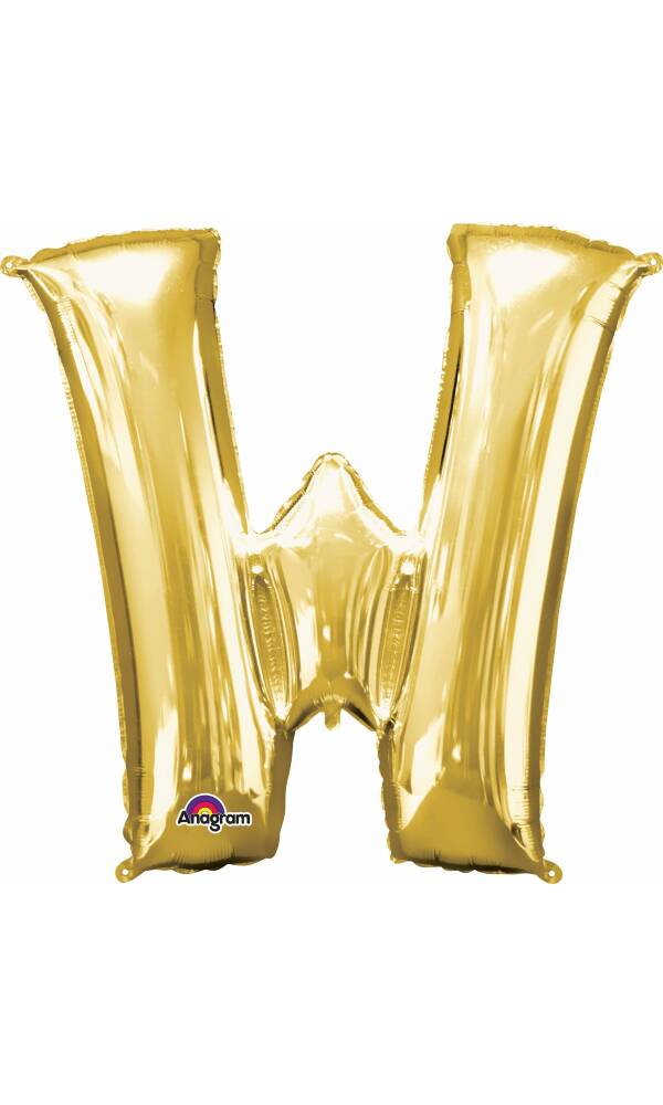 Gold Letter " W " Foil Balloon 16''